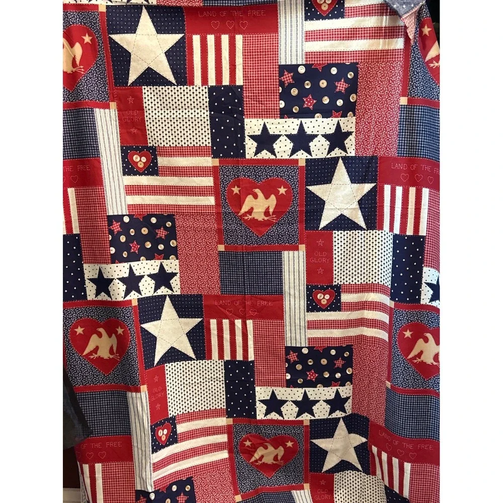 1993 Fabric Traditions Cotton Fabric Americana Patriotic Folk Art Quilt Print
